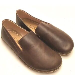 Atlantis Barefoot The Minimalist Brown Leather Handcrafted Turkish Loafers Sz 9